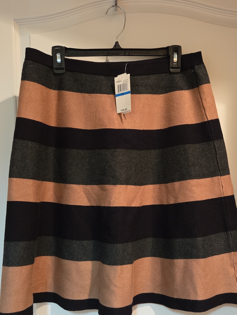 Spense Striped A-Line Skirt in Black & Tan